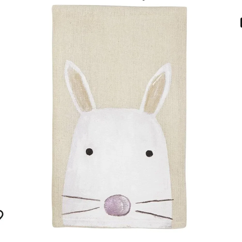 NWT  MUD PIE Painted Bunny Hand Towels Set of 2